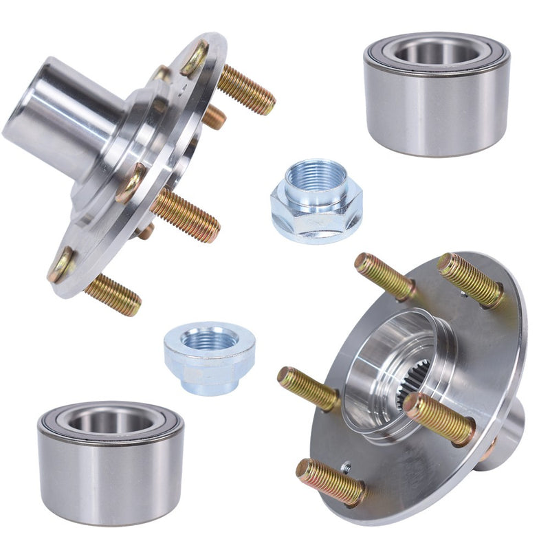 DURAFORCE 2 Front Wheel Hub Bearing Kits For 2016 Honda Civic 2.0L EX 2.0L LX Only W/ Nuts