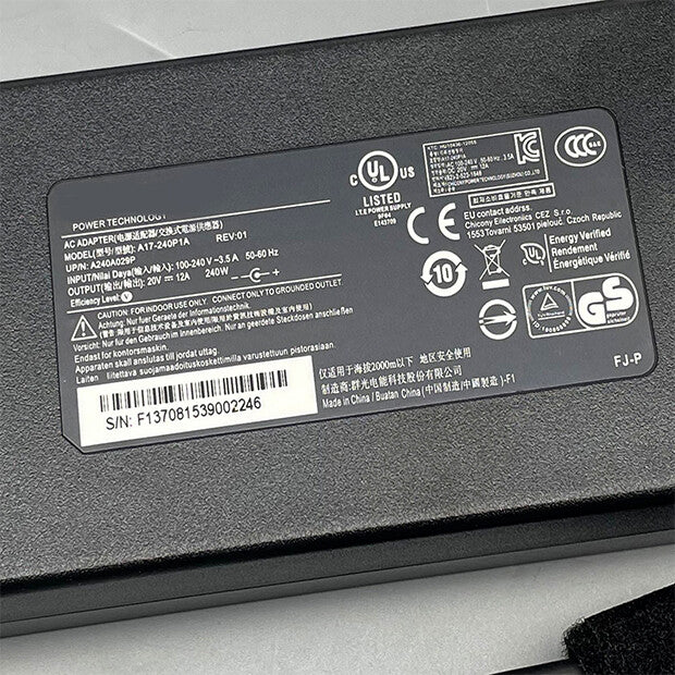 DURAFORCE 240W Power Adapter A17-240P1A A20-240P2A For MSI GE66 GE76 GE77 Vector GP76 WE76