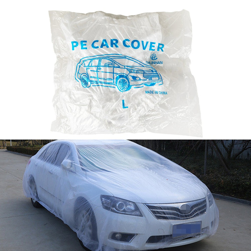Clear Plastic Disposable Car Cover Temporary Universal Rain Dust Garage 5 Pack