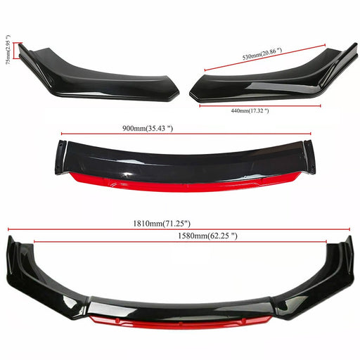 DURAFORCE For Nissan Sentra/ Front Bumper Lip Spoiler Body Kit+Side Skirt Glossy Black