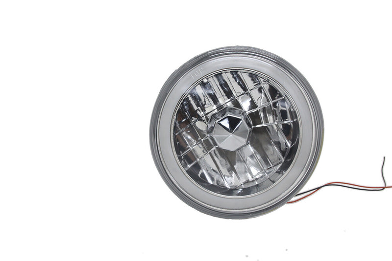 DURAFORCE 7" Inch Round White CCFL Halo Diamond Cut Chrome Headlights Angel Eyes