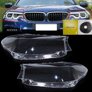 DURAFORCE For BMW G30 G31 G38 5 Series 2016-2020 Pair Headlight Len Cover+Glue Clear Shell
