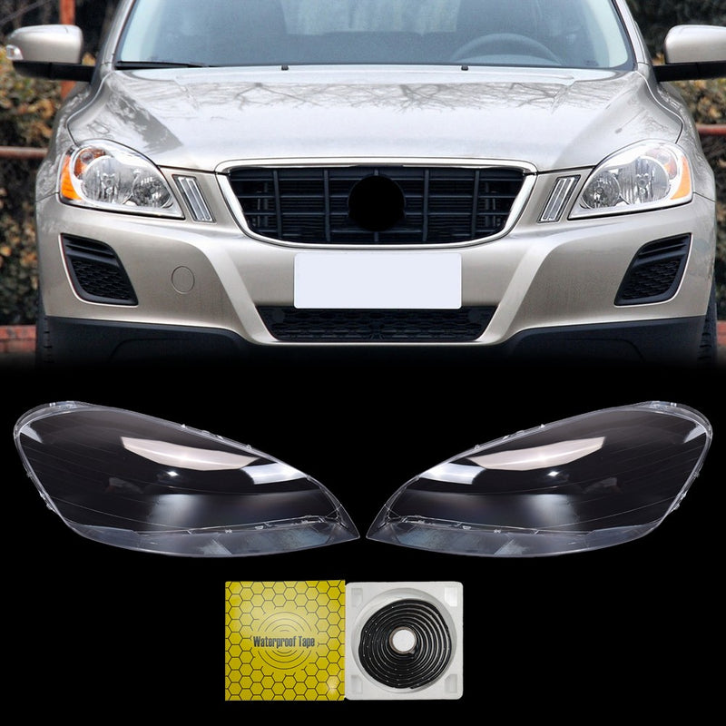 DURAFORCE Front Pair Headlight Lens Cover For Volvo XC60 2009 2010 2011 2012 2013 Clear