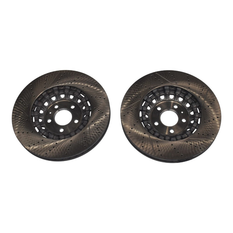 DURAFORCE New Pair Set of 2 Front 375mm Drilled Brake Disc Rotors for 2018-2023 Audi RS5