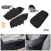 DURAFORCE For 2013-2018 Toyota Avalon Front Door Panels Armrest Cover Leather Black