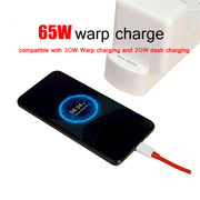DURAFORCE New 65W Warp Charger w/ Type-C Cable For OnePlus 9Pro Nord 7T 8TPro Charger US
