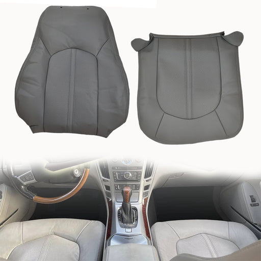 DURAFORCE Front Driver Bottom Top Leather Seat Cover Gray For 2008 - 2013 Cadillac CTS