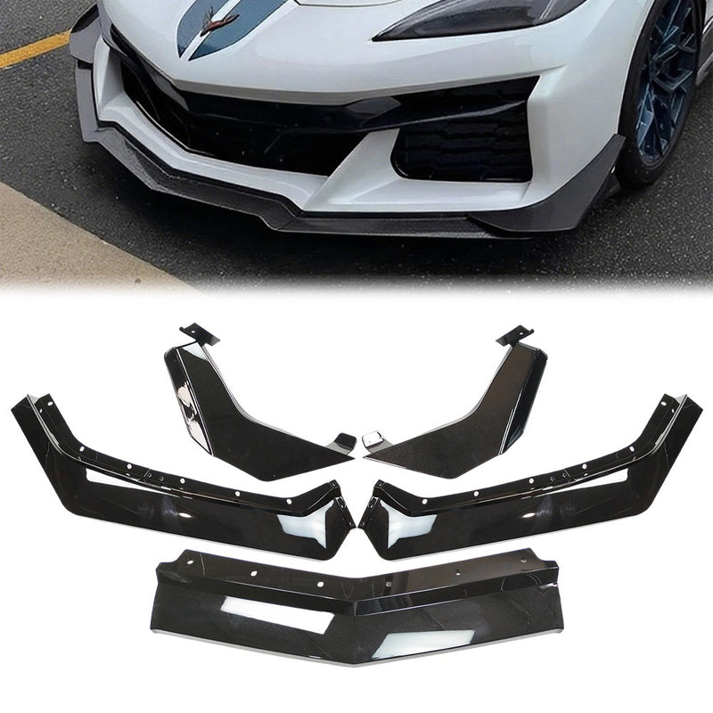 DURAFORCE For Corvette C8 Z51 STG 2020-2024 Gloss Black Front Bumper Lip Splitter