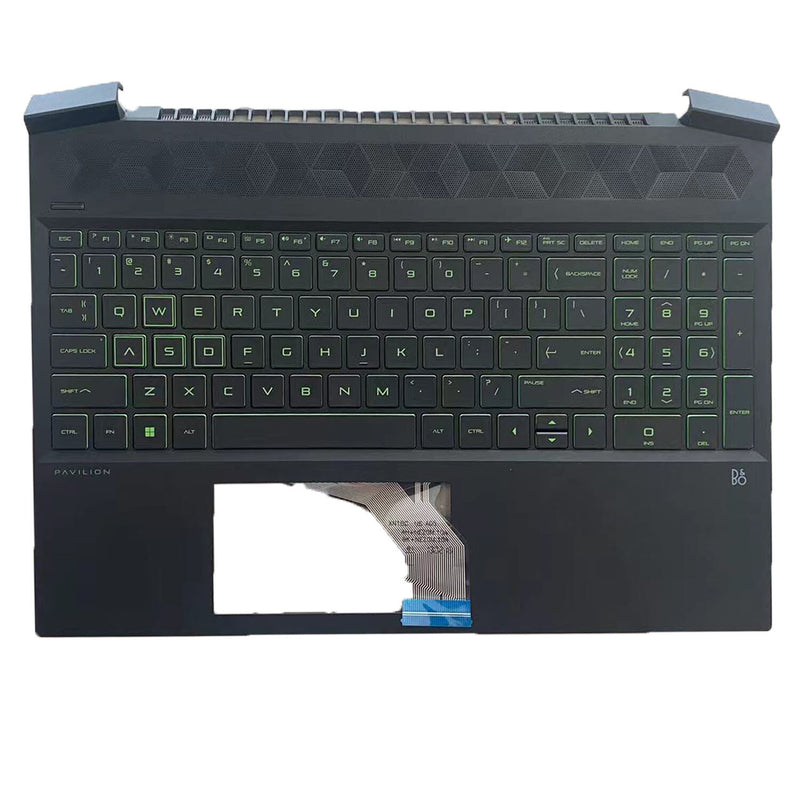 DURAFORCE For HP Pavilion 15-EC 15-EC0003CA 15-EC0013DX Palmrest Keyboard Green Backlit US