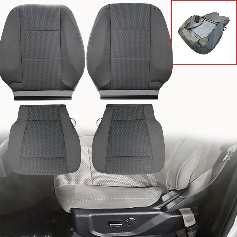 DURAFORCE Driver Passenger Bottom&Top Cloth Seat Cover Gray For 2015-2020 Ford F150 XLT