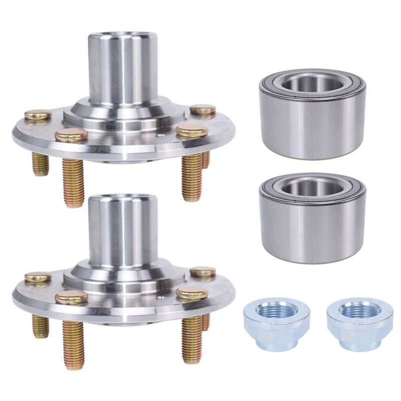 DURAFORCE 2 Front Wheel Hub Bearing Kits For 2016 Honda Civic 2.0L EX 2.0L LX Only W/ Nuts