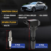 DURAFORCE 4 Ignition Coils Pack UF764 and Iridium Spark Plugs for K-ia Optima 2L 2.4L