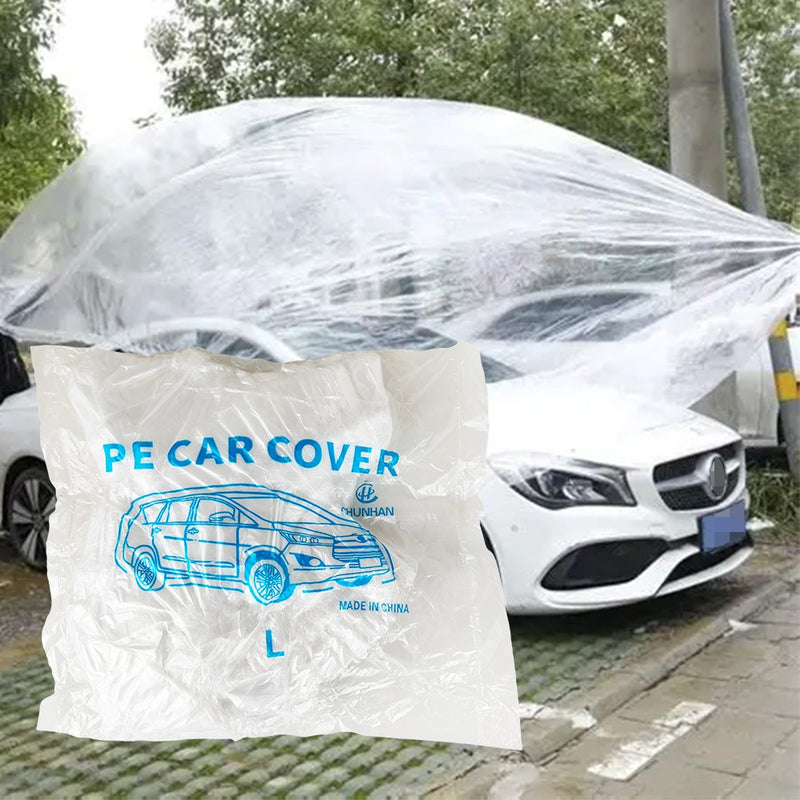 Clear Plastic Disposable Car Cover Temporary Universal Rain Dust Garage 5 Pack