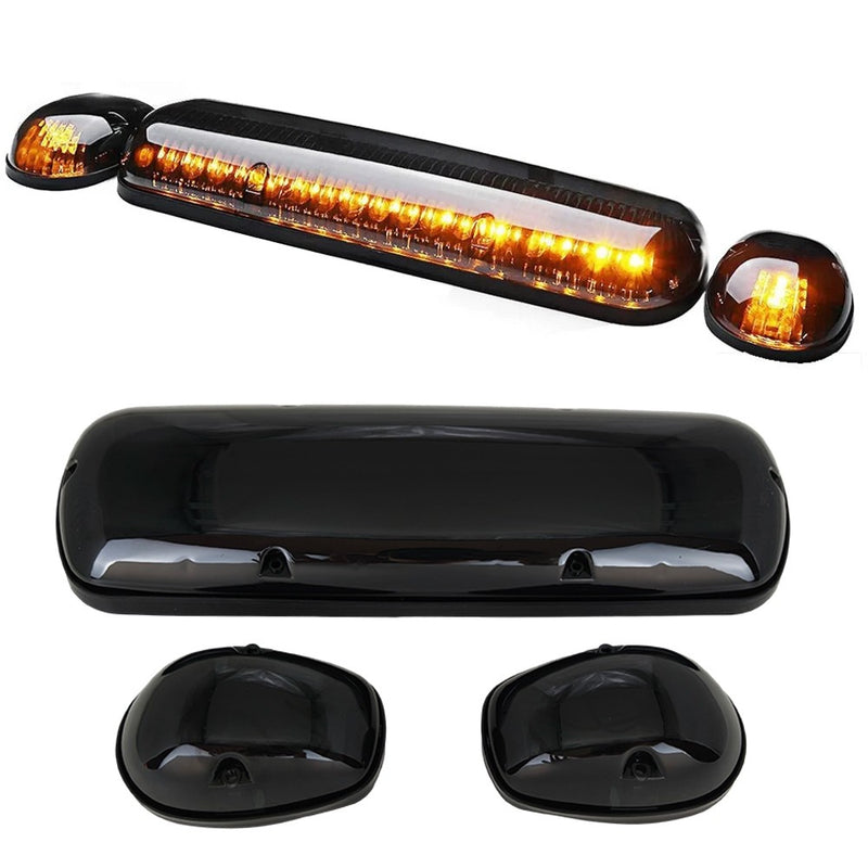 DURAFORCE For Truck SUV Smoked Lens 3pc Cab Roof Marker Running Lights w/Amber LED Lamps