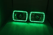 DURAFORCE 7X6 RGB MULTI COLOR LED SMD Halo Headlights PAIR for Jeep Wrangler YJ 86-95