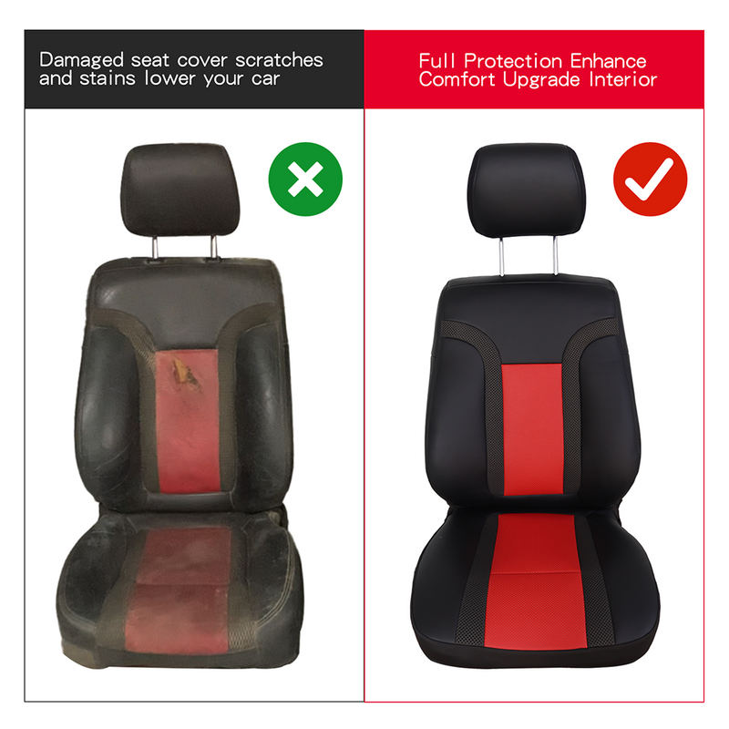 DURAFORCE Driver Leather Seat Cover For 2010 - 2014 Ford F150 Raptor SVT Black & Red Syn.