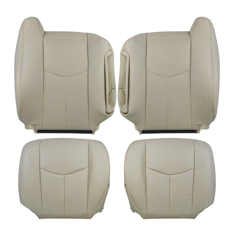 DURAFORCE Driver Passenger Bottom & Top Leather Seat Cover Tan For 2003-2006 Chevy Tahoe