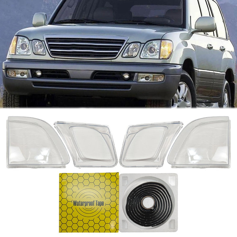 DURAFORCE For Lexus LX470 1998-2007 1 Pair Front Headlight Clear Lens Housing + Seal Glue