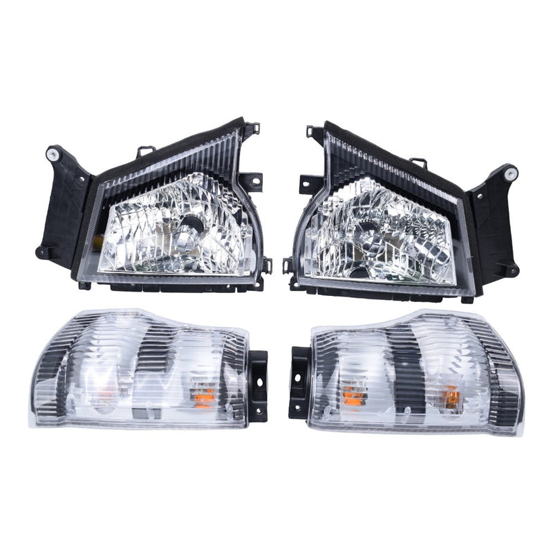 DURAFORCE Headlights+Corner Lights Set 4PCS For 2004-2007 Isuzu NPR NQR 05-07 GMC W-4500