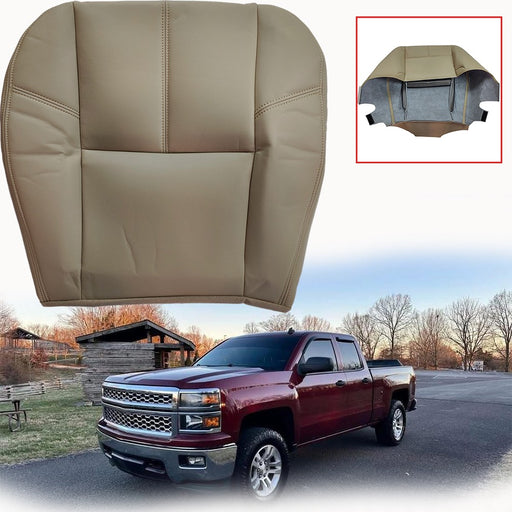 DURAFORCE For 2007 2008 - 2012 Chevy Silverado Driver Bottom Leather Seat Cover Tan
