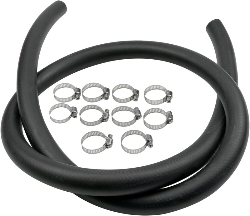 DURAFORCE 5/8" 16mm Fuel Line Hose Push Lock NBR Rubber SAE 30R7 5FT 300PSI with 10 Clamps