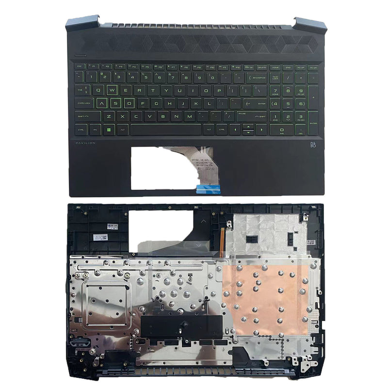 DURAFORCE For HP Pavilion 15-EC 15-EC0003CA 15-EC0013DX Palmrest Keyboard Green Backlit US