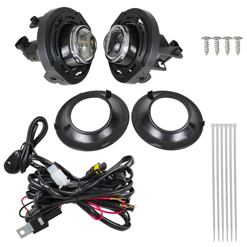 DURAFORCE For 15-23 Dodge Challenger Bumper Fog Lights Driving Lamps Pair w/Wiring Switch