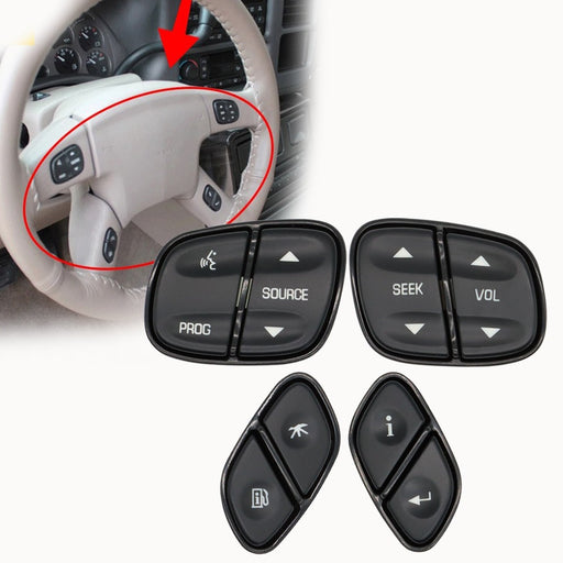 DURAFORCE 4Pcs For Chevy Silverado 1500 GMC Sierra Steering Wheel Switch Control Buttons