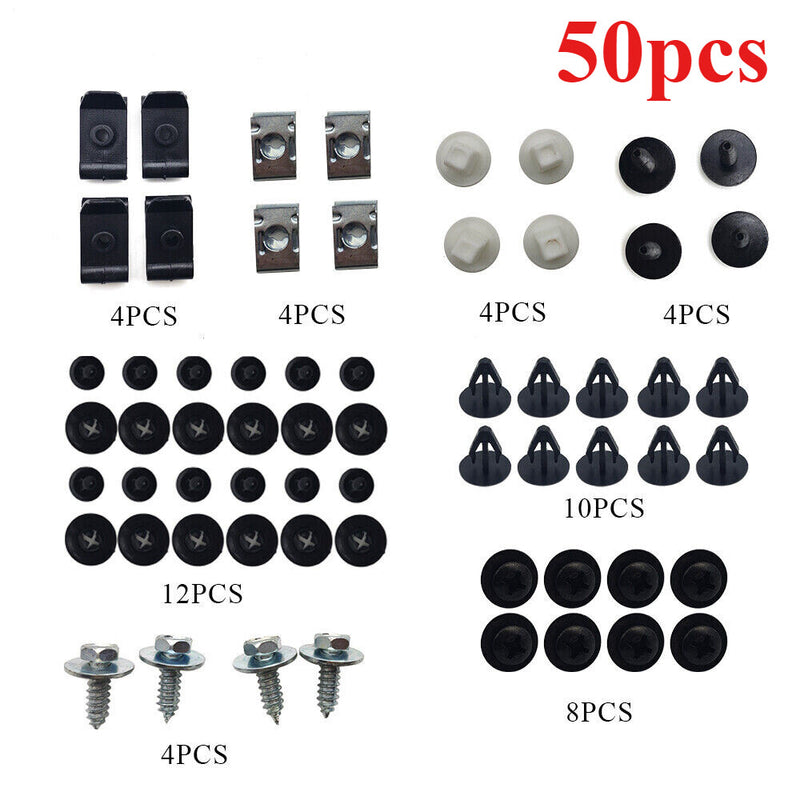 50Pcs Engine Splash Shield Fender Bumper Screw Clips Rivet for Toyota