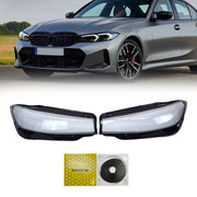 DURAFORCE For BMW 3-Series G20 G28 2023-2024 Pair Front Headlight Cover Clear+Sealant Glue