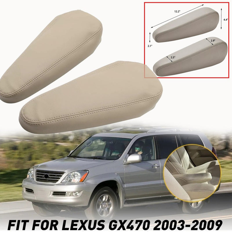 DURAFORCE 2pcs For 2003 2004 2005-2009 Lexus GX 470 Seat Armrest Leather Cover Beige