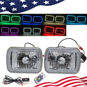 DURAFORCE 7X6 RGB MULTI COLOR LED SMD Halo Headlights PAIR for Jeep Wrangler YJ 86-95