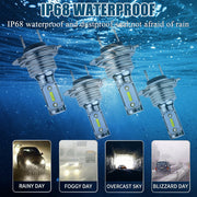 DURAFORCE 4Pcs H7 LED Headlights Bulbs 10000K High Low Beams Kit Combo Super White Bright