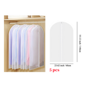 DURAFORCE 5Pcs Garment Bag Travel Suit Dress Storage Clear Cover Full Zipper Coat Carrier