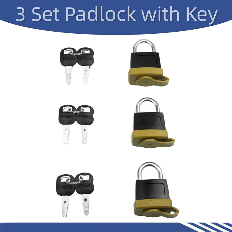 DURAFORCE 246-2641 3 set Padlock with Key For Caterpillar CAT Fuel Cap 7X7700 1428828