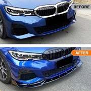 DURAFORCE For BMW G20 330i M340i M Sport 2019-22 GT Style Gloss Black Front Bumper Lip Kit