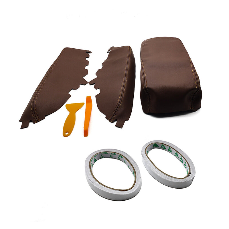 DURAFORCE Center Console Lid Armrest & Door Panel Cover Brown For Toyota Avalon 2013-2018