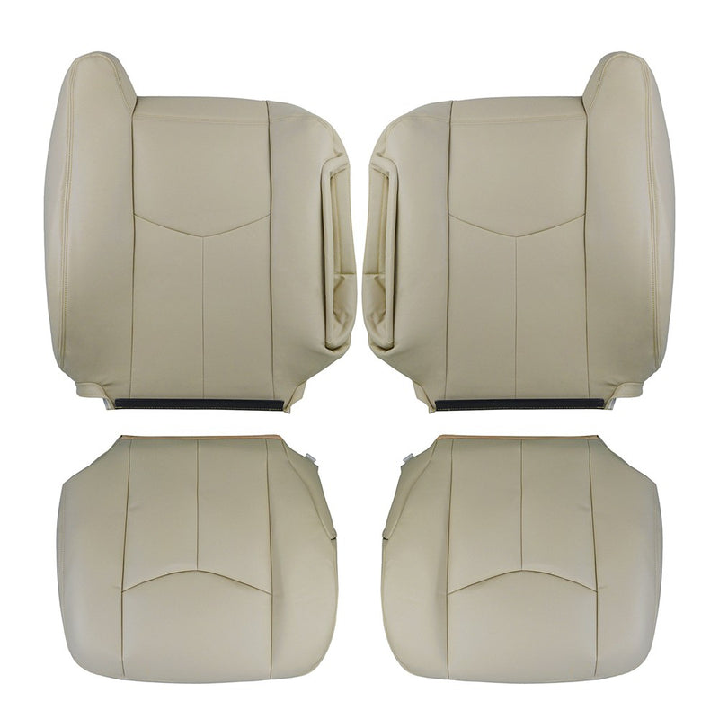 DURAFORCE For 2003-2006 Chevy Suburban Driver Passenger Bottom &Top Leather Seat Cover Tan