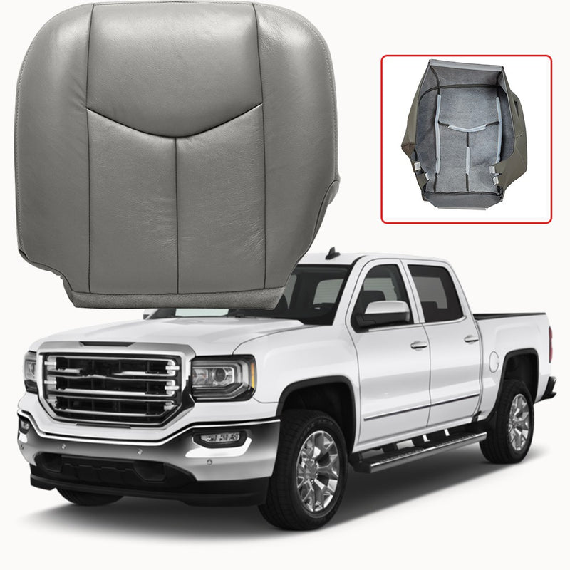 DURAFORCE Driver Bottom Leather Seat Cover Gray For 2003 2004 - 2006 GMC Sierra