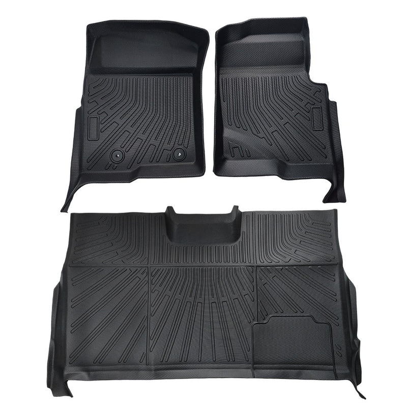 DURAFORCE Car Floor Mats Liner All-Weather For 2010-2014 Ford F-150 F150 SuperCrew Cab TPE
