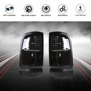 DURAFORCE Tail Light Black Chrome Housing LED For Dodge Ram Truck 1500 2500 3500 94-01