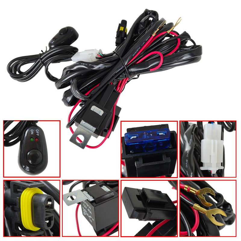 DURAFORCE For 15-23 Dodge Challenger Bumper Fog Lights Driving Lamps Pair w/Wiring Switch