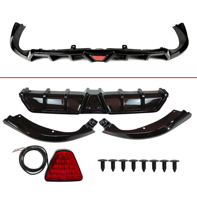 DURAFORCE For 2016-21 Civic Sedan Gloss Black DIffuser Kit W/ LED Light