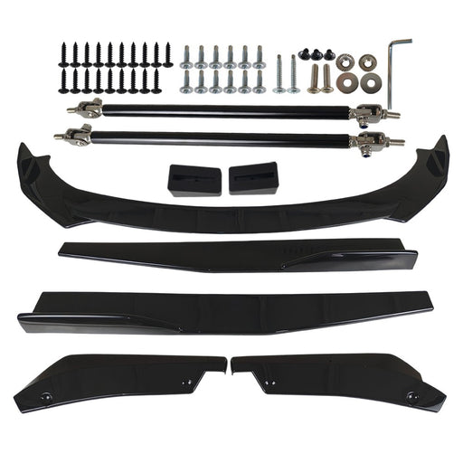 DURAFORCE For Dodge Charger 2007-2014 Glossy Black Front Bumper Lip Spoiler Body Kit Side
