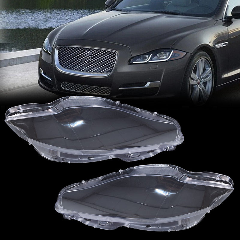 DURAFORCE Pair Front Headlamp Headlight Lens Cover Shell Clear For Jaguar XJ XJL 2010-2019