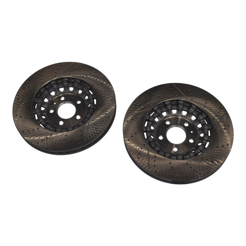 DURAFORCE New Pair Set of 2 Front 375mm Drilled Brake Disc Rotors for 2018-2023 Audi RS5