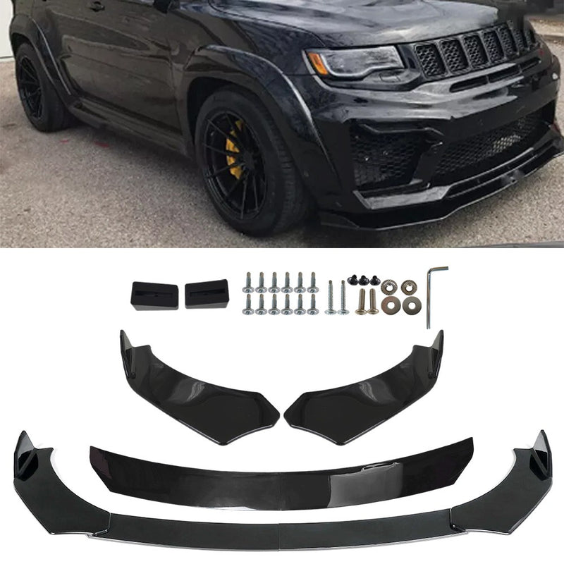 DURAFORCE Universal Front Bumper Lip Spoiler Splitter Glossy Black For JEEP Grand Cherokee