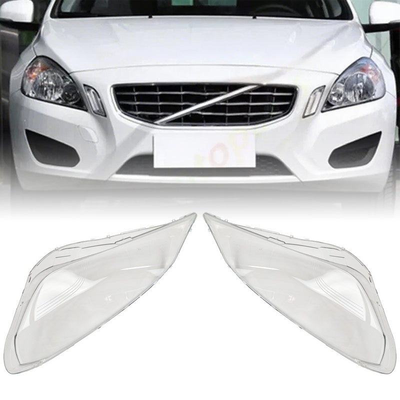 DURAFORCE A Pair Front Headlight Lens Shell+Sealant Glue For Volvo S60 V60 2011-12-2013