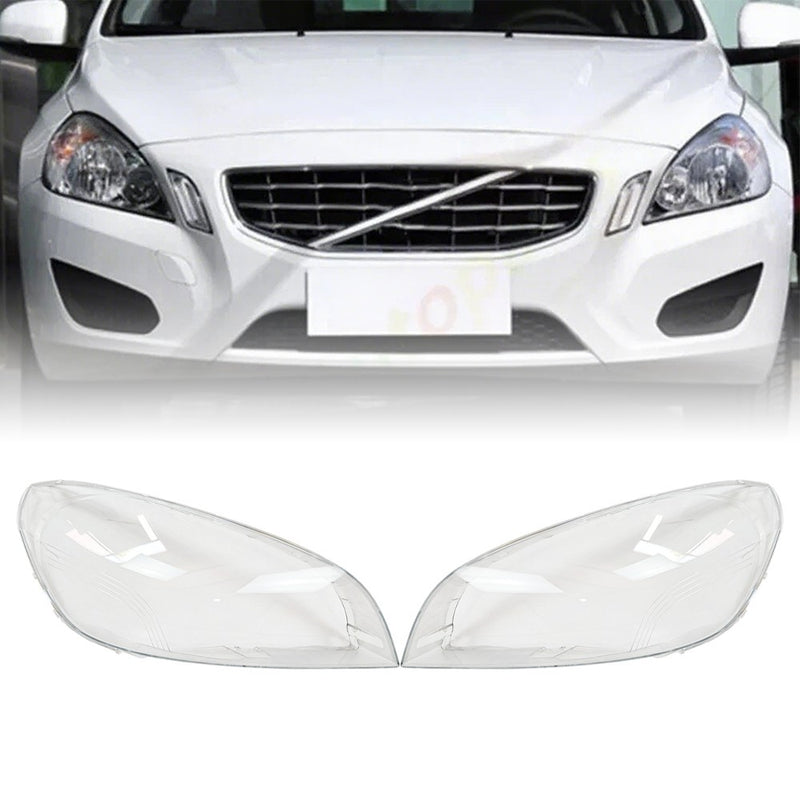 DURAFORCE A Pair Front Headlight Lens Shell+Sealant Glue For Volvo S60 V60 2011-12-2013