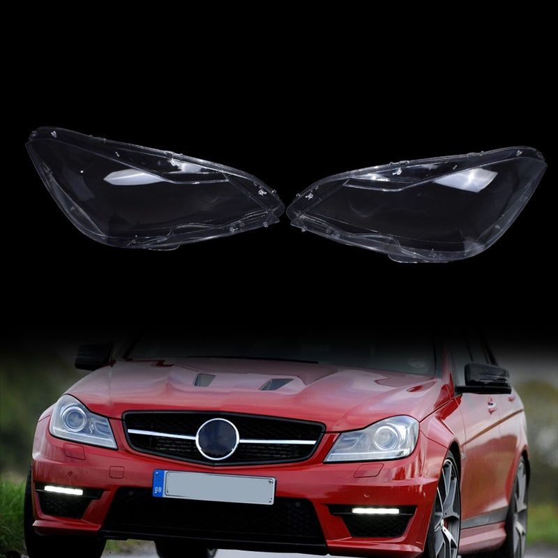 DURAFORCE Car Front Headlight Lens Cover For Mercedes Benz C Class W204 2011-2015